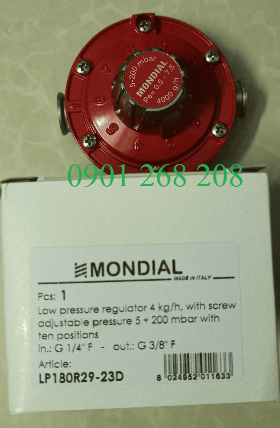van điều áp cấp hai Gnali Bocia 4kg.h áp suất cài đặt 5-200mbar